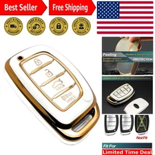 Custom TPU Keyless Remote Fob Case – 4 Button for Hyundai Sonata & Tucson, White