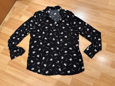 Schwarze tolle lustige Bluse Gr. 38 UNICORN Brusttasche Hemd Damen FB Sister