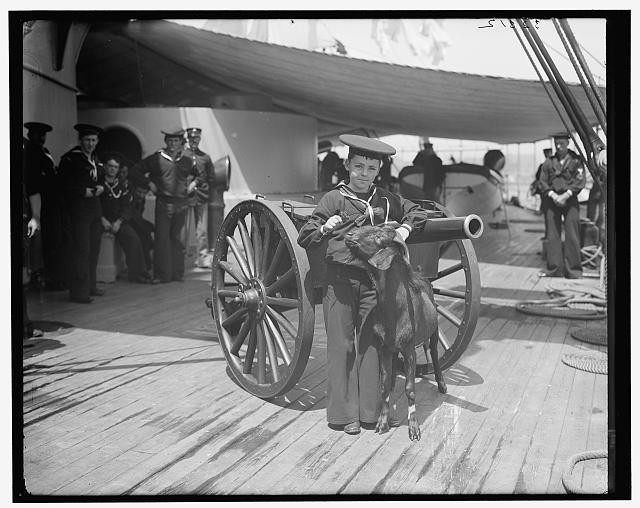 Photo:U.S.S. New York 1899 Admiral Sampson Son Pitch Mascot Navy Cannon
