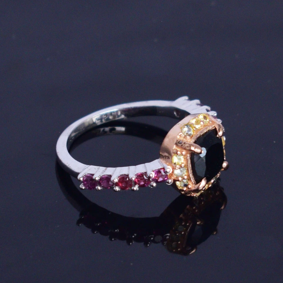 Anello in argento sterling con pietre preziose e granato peridoto onice... - Immagine 4 di 4