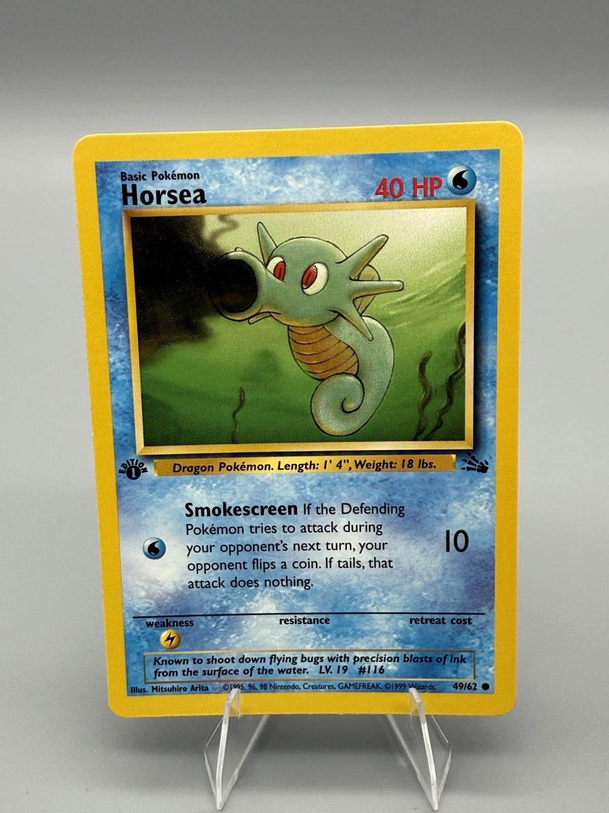 WOTC Pokemon TCG 1st Edition Horsea 49/62 Fossil NM