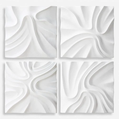 Uttermost 04368 Snowdrift 15" x 15" Sculptural Wall Panels - Set - White - Picture 1 of 6