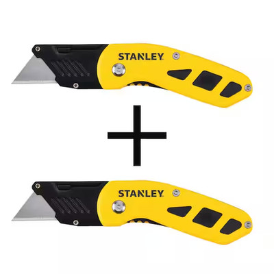 Folding Box Cutter (2-pack) Utility Pocket Knife Blade Work Push Button