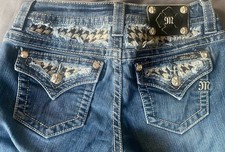 Miss Me Skinny Jeans Women's 26 Blue Denim Mid-Rise Rhinestone Embellished