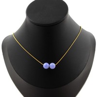 Halskette 2 Perlen Agate Crazy Lace Blau 8 Mm Kette Aus Edelstahl Vergoldet