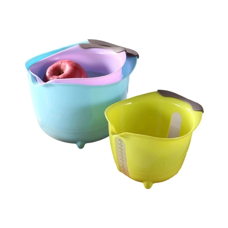 3 Piece Portable Stackable Drain Colander Bowls for Vegetables Fruits Noodles