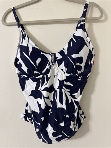 Anne Cole Blue and White Tankini Top Swim Top Women's Size 38C/40B NWT