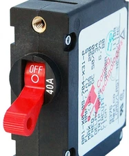 BLUE SEA 7225 A-SERIES TOGGLE CIRCUIT BREAKER, 40-AMP, RED TOGGLE