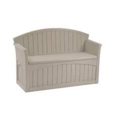 Suncast Pb6700 50 Gal Resin Patio Storage Bench, Light Taupe