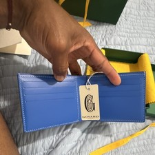 Goyard Men  s Blue Geometric Logo Bifold Wallet w/ Box Dust Bag Paper Bag