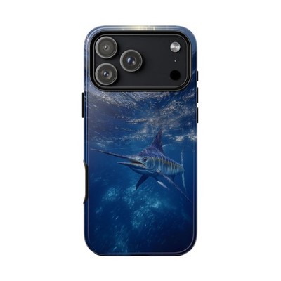 Phone Ink - Case for iPhone Galaxy Pixel - Blue Marlin Deep Ocean Blue