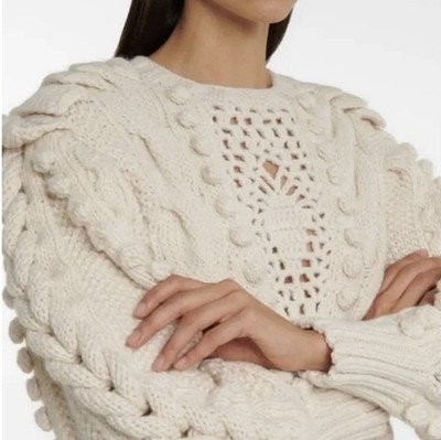 ulla johnson sweater Verena Cable Knit Pullover Ivory sz XS Orig $998 FREE SHIP