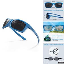 DEAFRAIN Youth Sunglasses Kids Polarized Glass for Boys Girls Age 7-14 Blue