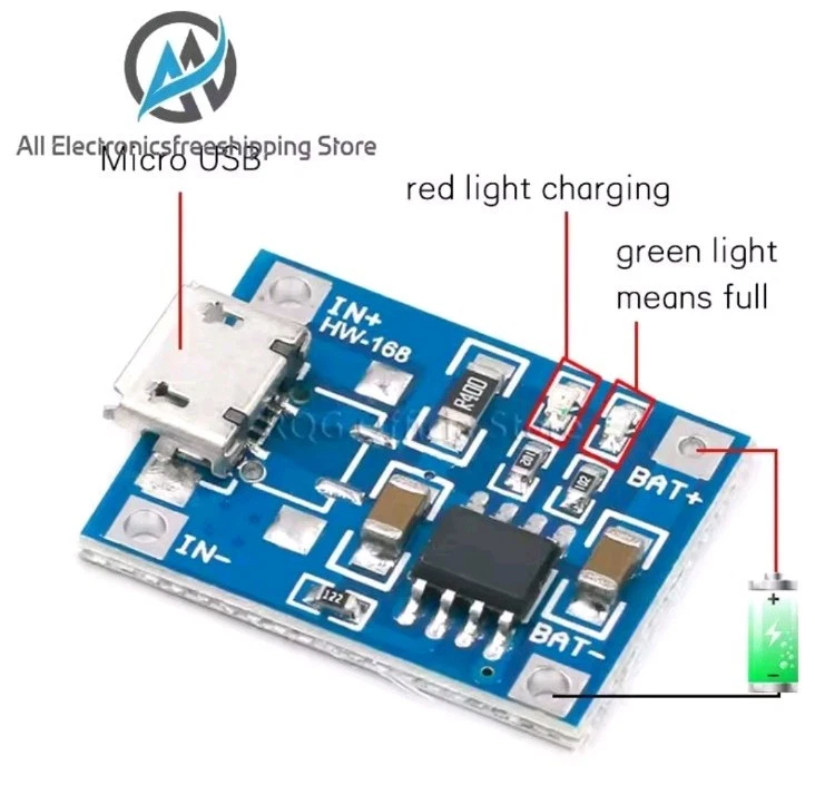 10x Ladeplatine TP 4056 Micro-USB Lademodul 5 Volt 1A für Li-Ion Akku Batterie - Bild 2 von 4