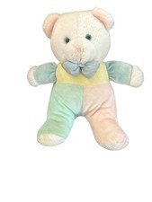 Vintage EDEN Pastel Colorblock Musical Teddy Bear Bow Tie Plush 10in Video Works