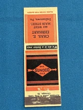 Sunoco Gas Oil Chas E Earhart Dallastown Pennsylvania VTG Matchbook Cover Lt#213
