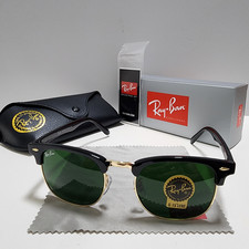 Ray-Ban RB3016 Sunglasses Clubmaster Classic Black Frame Glass Green Lens 51 mm