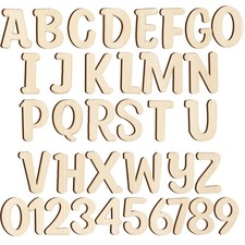 124 PCS 1 Inch Unfinished Wood Alphabet Letters and Wooden Numbers, Wood Lett...