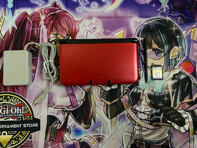 Nintendo 3DS XL SPR-001 Red/Black System w/ Charger, Stylus, SD Card Clean Great