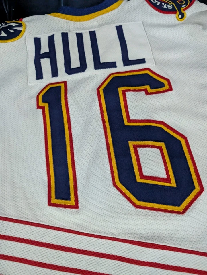 复古 NHL 初学者圣路易斯蓝调布雷特赫尔小丑曲棍球球衣,尺寸 M — 第 4/4 张图片