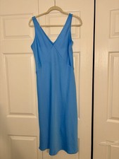 A New Day Light Blue Satin Slip Dress Medium with Slit in Front