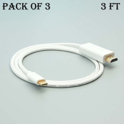 3x 3FT USB-C 3.1 Type C to HDMI Cable 4K HDTV PC Monitor MacBook Galaxy S8 Note7