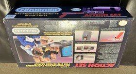 Nintendo NES Action Set Console Bundle Zapper Controllers Games Manuals Box