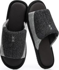 Mens Open Toe Slippers with Memory Foam Breathable Houes Shoes