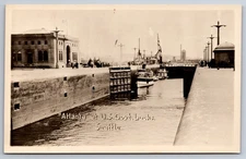 Steamboat Atlanta at Govt Locks Seattle WA Washington Antique RPPC Postcard