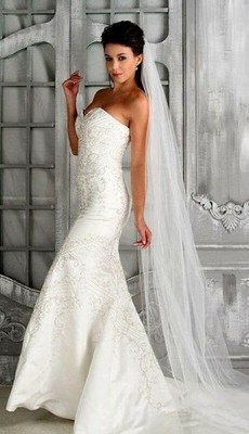 Elegant Sheer White Veil Cathedral Wedding Bridal Long Veil Ivory With Rhinestone  main image 2