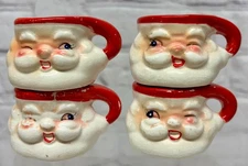 Holt Howard Mini Winking Santa Mugs Blue Eye Japan 1960 Vtg