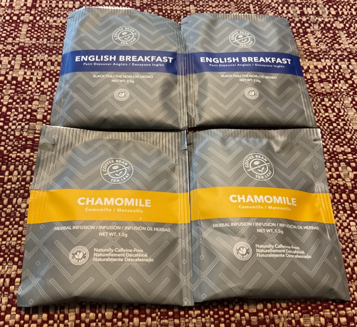Leaf Lot Of 4 English Breakfast Tea & Chamomile Single Cup