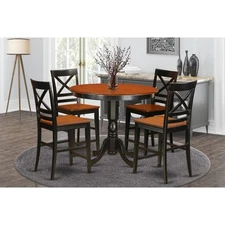 East West Furniture Trqu5-blk-w 5 Piece Counter Height Small Kitchen Table and 4