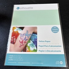 New Sealed Package Silhouette Tattoo Paper Printable Clear 2 Sheets 8 1/2" x 11"
