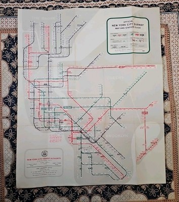 VTG OFFICIAL NEW YORK SUBWAY Map And Station Guide 1959 EDITION Fold Out NYCTA