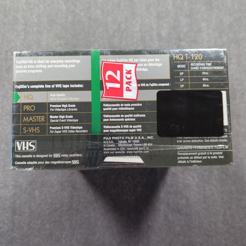 New Fujifilm HQ-120 Blank VHS Tapes 12 Pack 6 Hours Factory Sealed - Picture 3 of 3