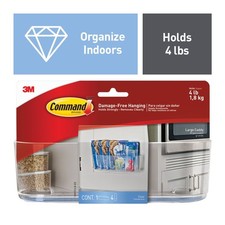 Command Clear Large Caddy Removable : 8.6 in. x 3.2 in. x 3 in. Clear 