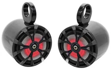 (2) Rockville RKL80MB 8" 900 Watt Marine Wakeboard LED Tower Speakers in Black