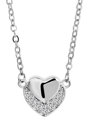 INFINIONLY Collana Cuore Con Delfino E Zirconi In Argento 925, Catena 45cm, Gioiello Elegante Per Donna E Ragazza