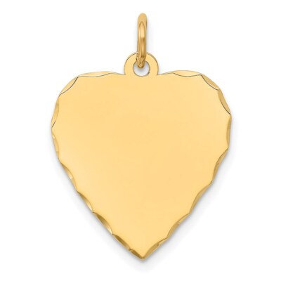 14k Gelbgold geätzt 0,013 Stärke gravierbar Herz Scheibe Charm Anhänger für Frauen