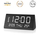 New ListingModern Digital Alarm Clock with Wooden Design - 3 Alarms & Temperature Display