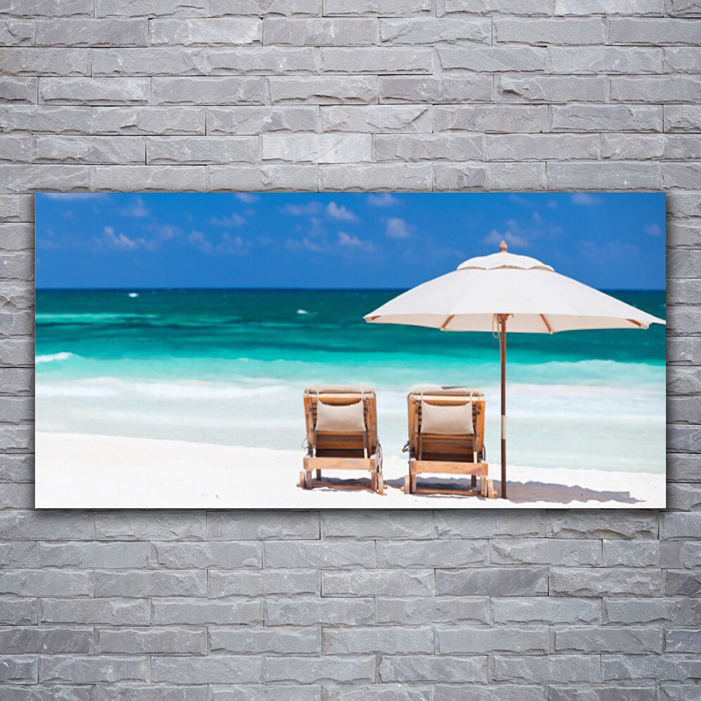 Impression 120x60 paysage plage chaises sur toile deco