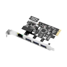 SIIG 3 Port PCIe USB 3.0 Adapt Card + Gigabit Ethernet LAN - Standard & Low