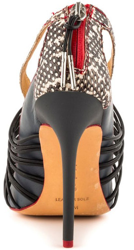 NEW L.A.M.B. Raivyn 7.5M Leather/Snake Skin Red Women's Sandals - Picture 7 of 9