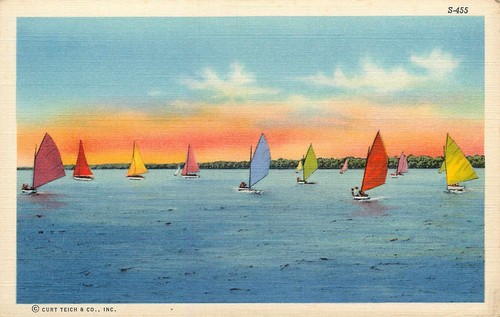 AK bunte Segelboote auf dem Leinensee unbesendet - Bild 1 von 2