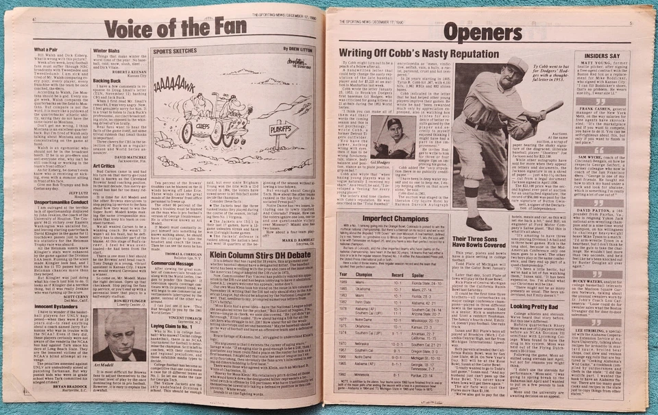 Mike Webster And Steve DeBerg The Godfathers 1990 Sporting News Issue 48 Pages - Image 2 of 4