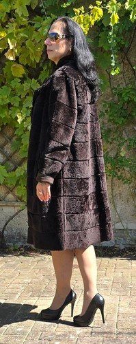 Fur Coat Christ Lambskin Reversible Across Leather Braun 44 - Picture 3 of 11