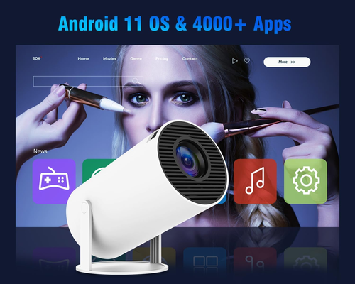 HY300PRO Mini Projector with Wifi and Bluetooth, Portable Projector 4K Support, - Picture 3 of 8