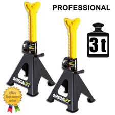 3 Ton Axle Stands Jack Stands Pair Heavy Duty Ratchet Dual Lock Double Pin OMEGA