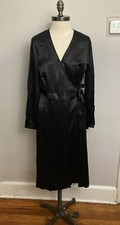 Nine West Black Wrap Dress Medium Satin NWT